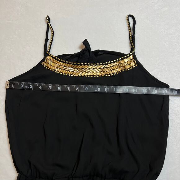 Women's Sleeveless Scoop Embellished Neck Romper Playsuit Size S Casual Festival - Picture 8 of 12